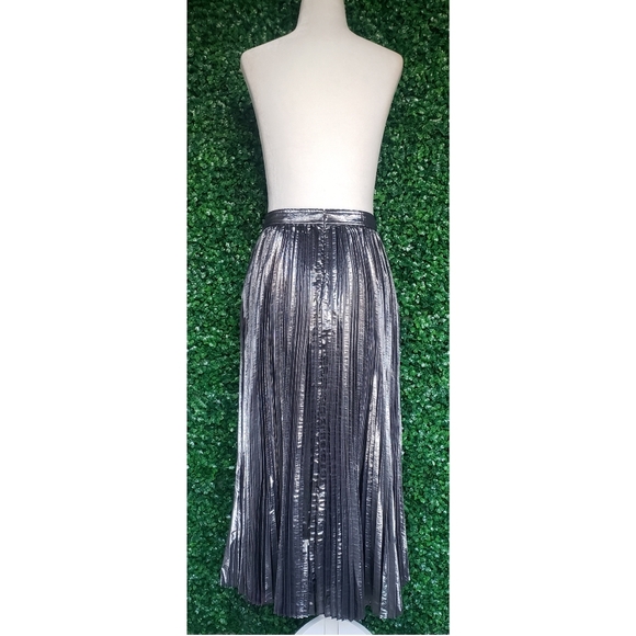 23. J.Crew Pleated silver lamé midi skirt - Picture 7 of 9